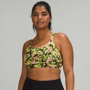 Lululemon Energy Bra B–D Cups Inflect Floral Highlight Yellow Multi Size 14